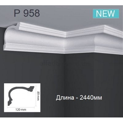 Карниз(плинтус) полиуретановый потолочный Gaudi Decor P 958 (2.44м) купить в Одессе