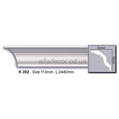 Карниз полиуретановый гладкий (2.44м) Harmony Decor K 202 купить в Одессе