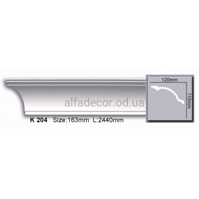 Карниз полиуретановый гладкий (2.44м) Harmony Decor K 204 купить в Одессе