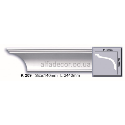 Карниз полиуретановый гладкий (2.44м) Harmony Decor K 209 купить в Одессе