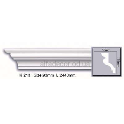 Карниз полиуретановый гладкий (2.44м) Harmony Decor K 213 купить в Одессе