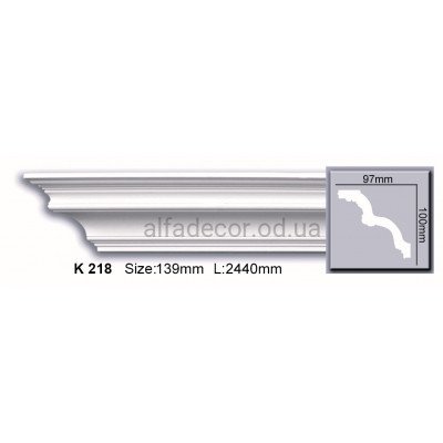 Карниз полиуретановый гладкий (2.44м) Harmony Decor K 218 купить в Одессе